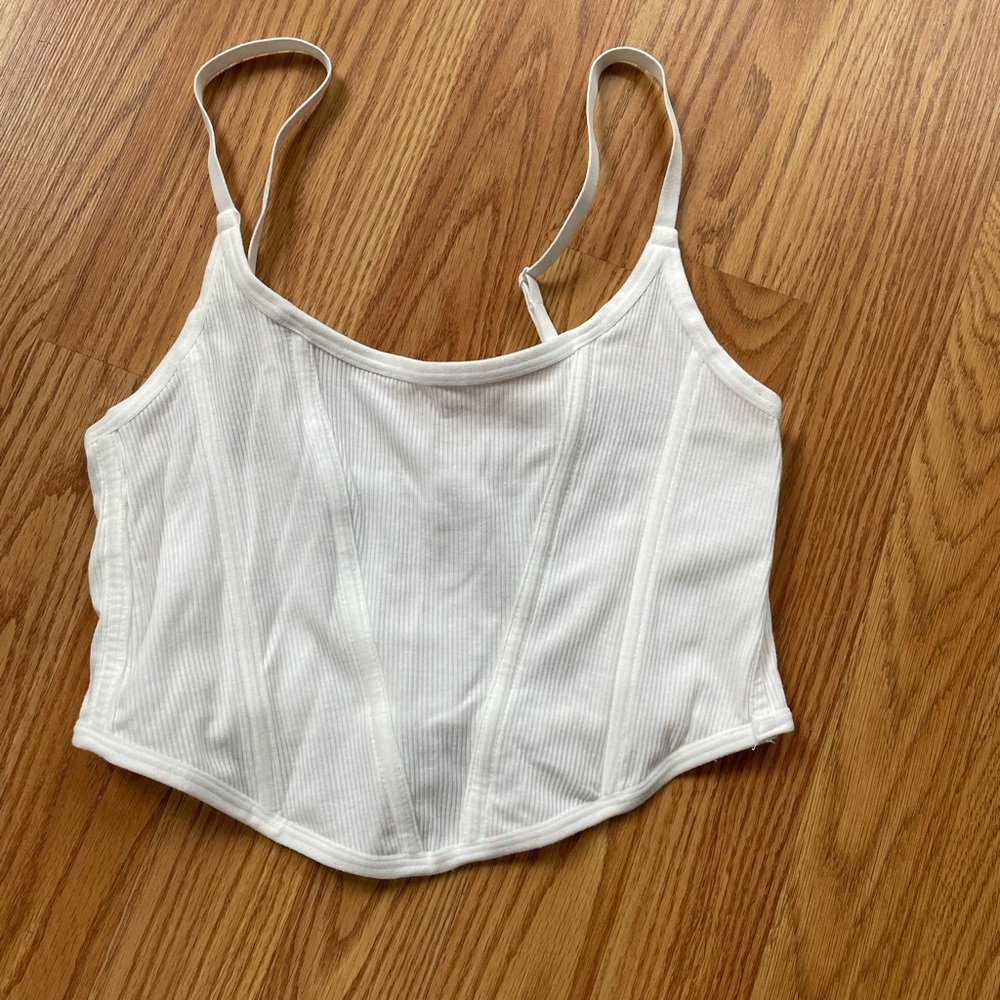 White Corset Cropped Tank